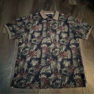 Keeler Bay Leaf Pattern Polo Golf Shirt Medium